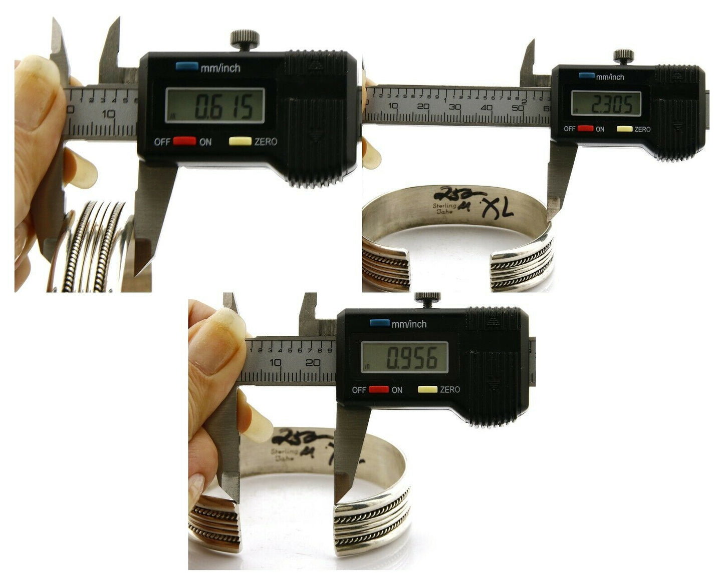 Women's Navajo Bracelet .925 Silver Hand Stamped Cuff Signed TAHE C.1980's