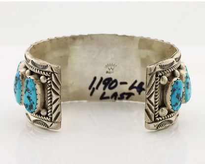 Navajo Link Bracelet .925 Silver Sleeping Beauty Turquoise Native Artist C.80's