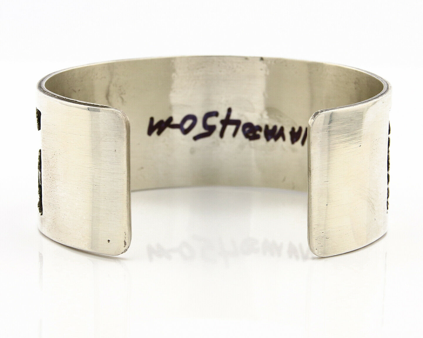 Navajo Bracelet .925 SOLID Silver Artist Signed Harold Yazzie Overlay C.80-90's