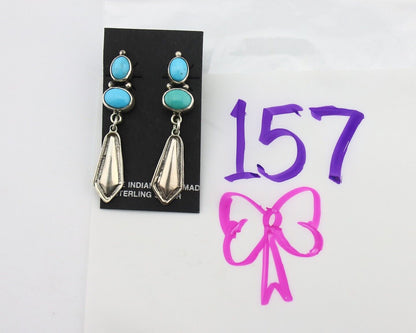 Navajo Earrings 925 Silver Natural Blue Turquoise Native American Earrings C80's