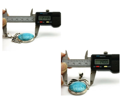 Navajo Necklace .925 Silver Kingman Turquoise Signed WP C.1980's