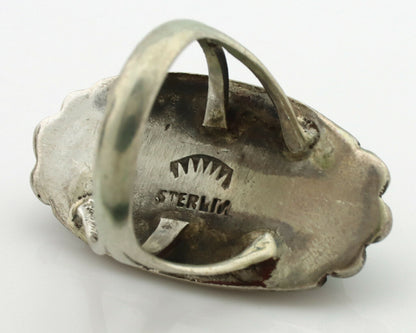 Navajo Ring .925 Silver Green Turquoise Signed Sun C.80's