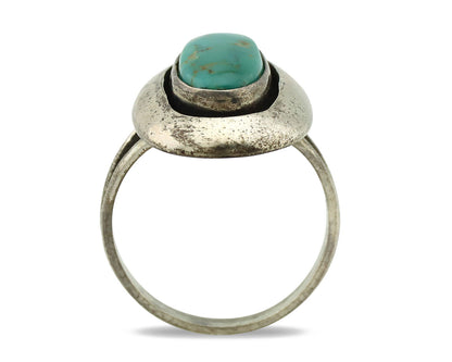 Navajo Ring .925 Silver Kingman Turquoise Artist Signed M Montoya C.80's