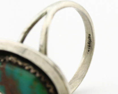 Navajo Ring .925 Silver Nevada Turquoise Native American Artist C.1980's