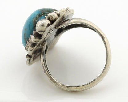 Navajo Ring .925 Silver Morenci Turquoise Native American Artist C.1980's