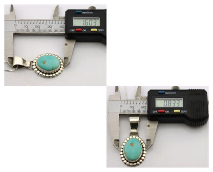 Navajo Necklace .925 Silver Kingman Turquoise Native American Signed C.1980's