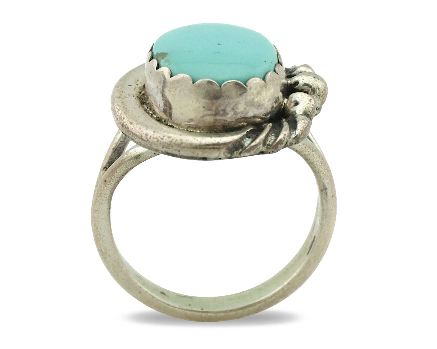 Navajo Ring .925 Silver Natural Blue Turquoise Native American Artist C.1980's