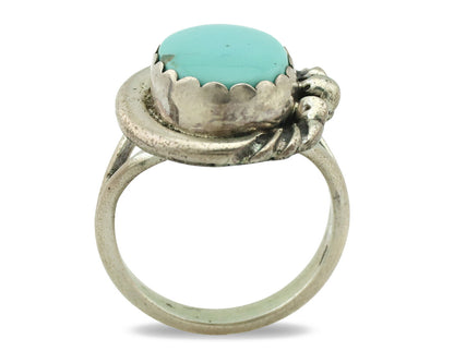 Navajo Ring .925 Silver Natural Blue Turquoise Native American Artist C.1980's