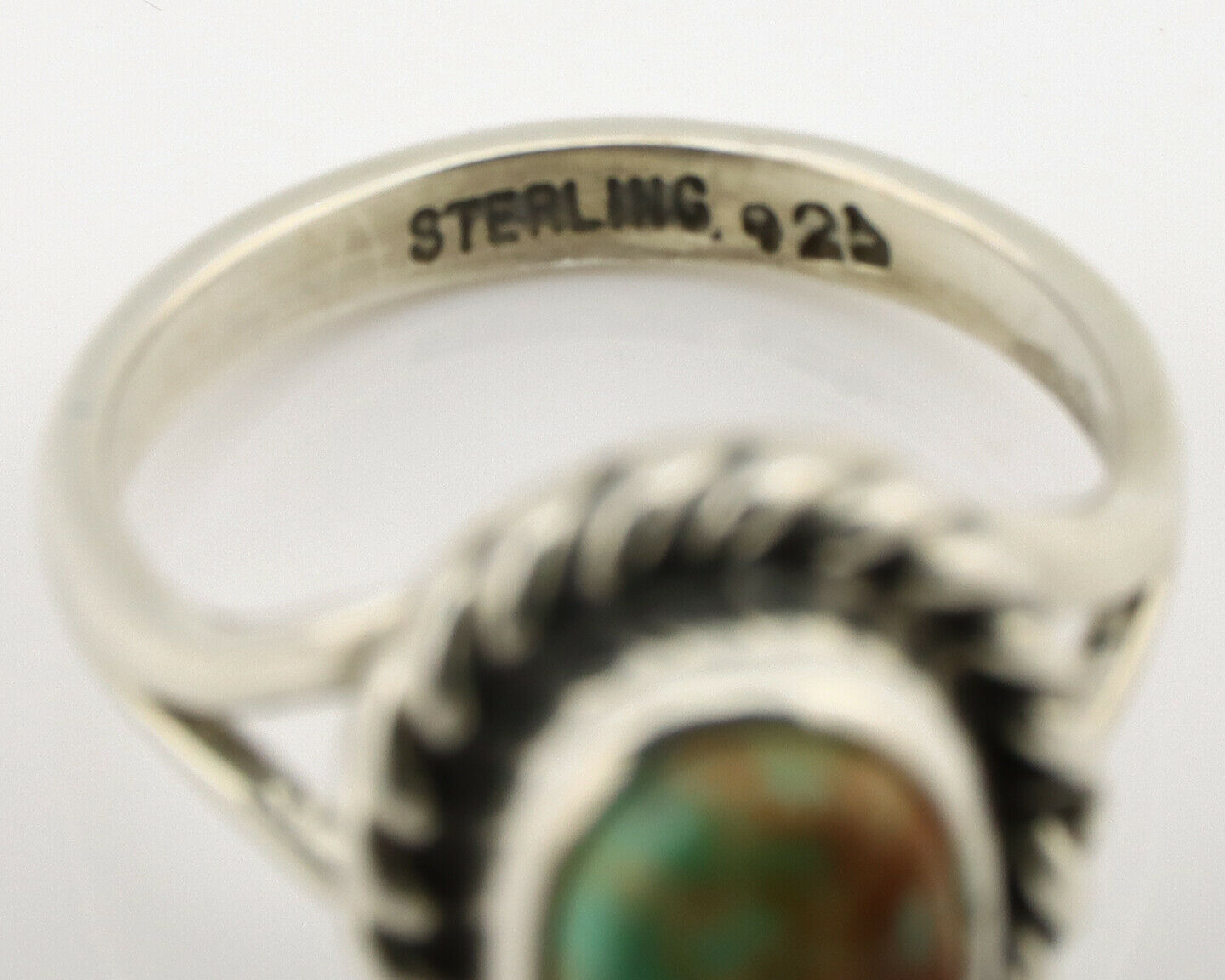 Navajo Ring .925 Silver Kingman Turquoise Artist Signed Gecko C.90's