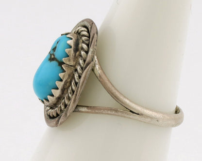 Navajo Ring .925 Silver Sleeping Beauty Turquoise Artist Signed BW C.80's