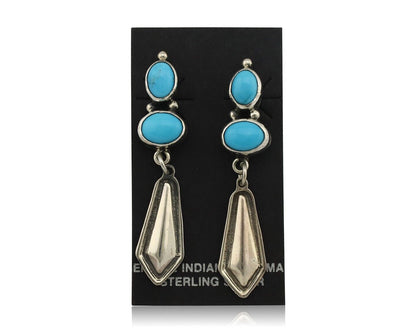 Navajo Earrings 925 Silver Natural Blue Turquoise Native American Earrings C80's