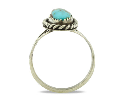 Navajo Ring .925 Silver Kingman Turquoise Native Artist C.80's