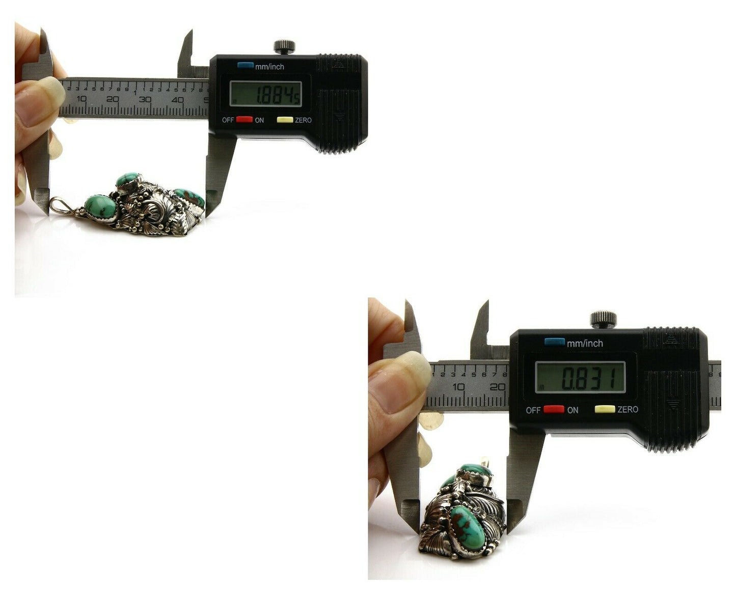 Navajo Pendant .925 Silver Kingman Turquoise Signed Artist Tom Willeto C.80's