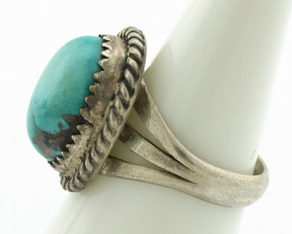 Navajo Ring .925 Silver Gober Turquoise Native American Artist C.1980's