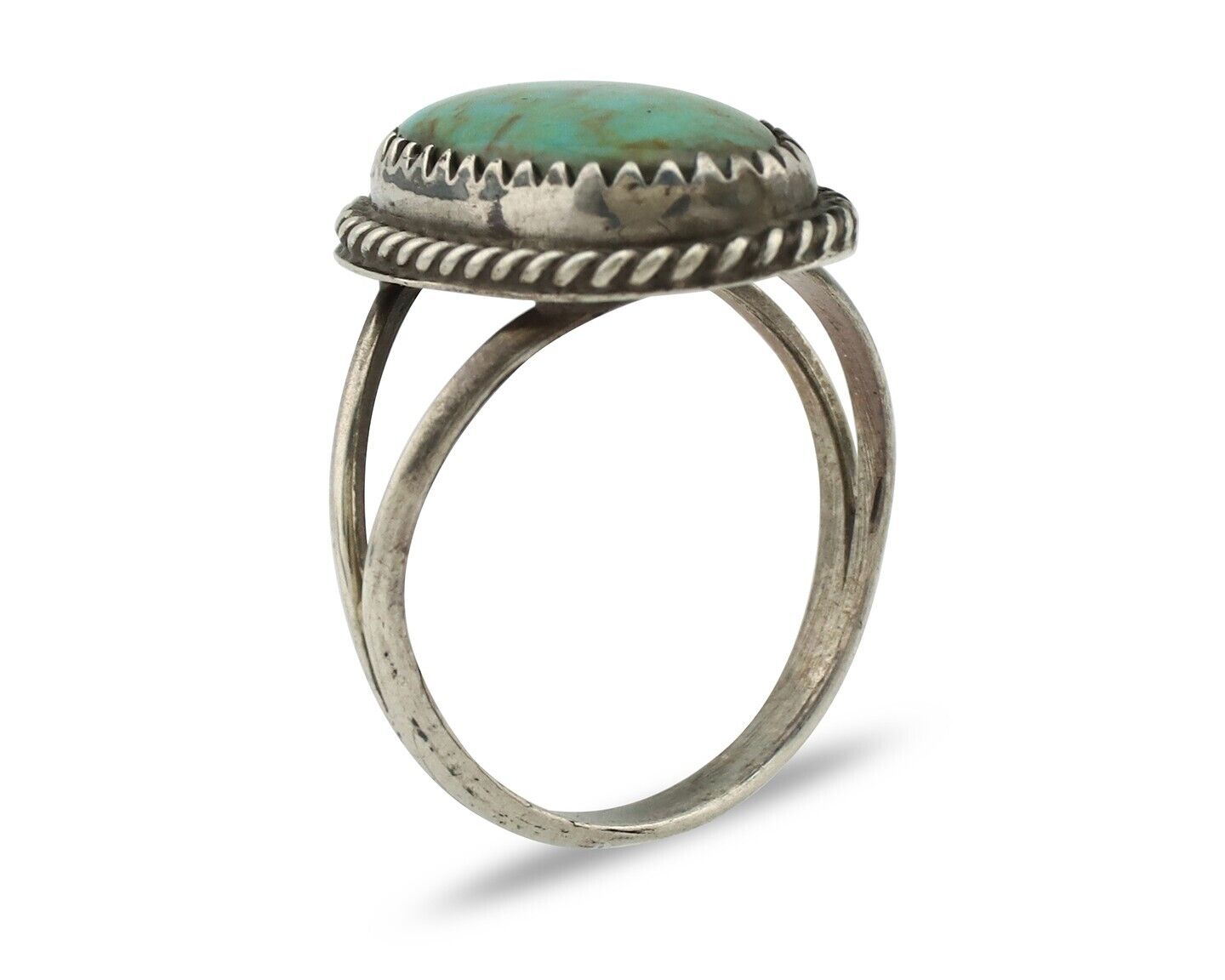 Navajo Handmade Ring 925 Silver Kingman Turquoise Artist Signed MC C.80's