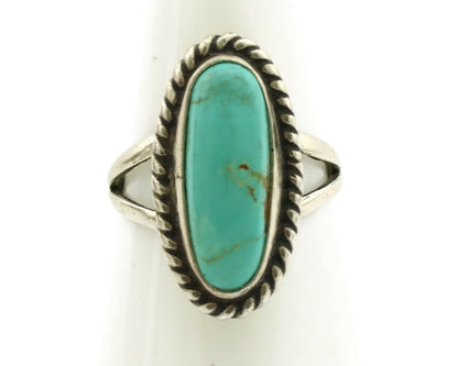 Navajo Ring .925 Silver Kingman Turquoise Native American Artist C.1980's