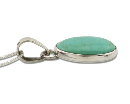 Navajo Necklace .925 Silver Kingman Turquoise Signed Gecko C.80's