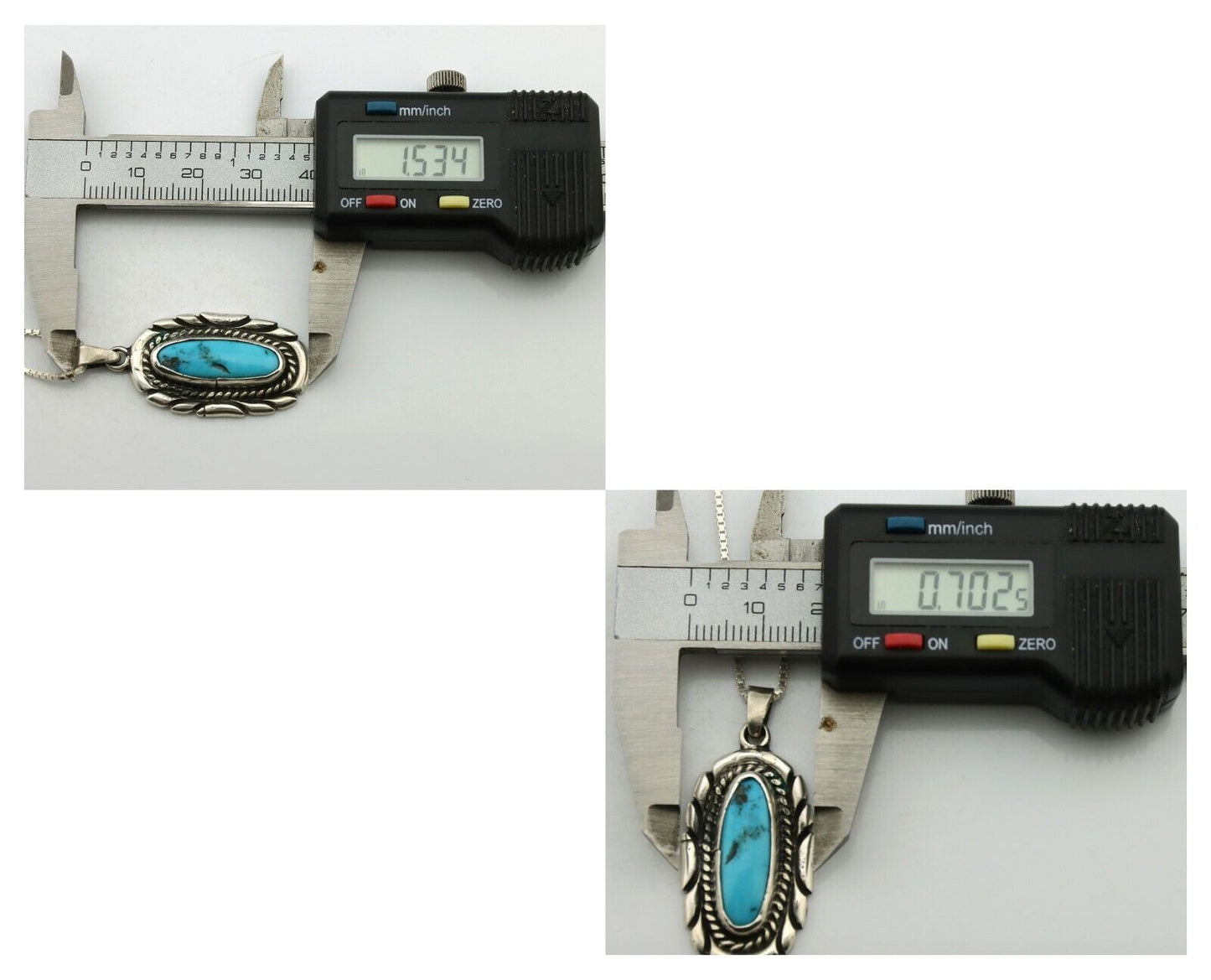 Navajo Necklace .925 Silver Sleeping Beauty Turquoise Signed M Montoya C.80's
