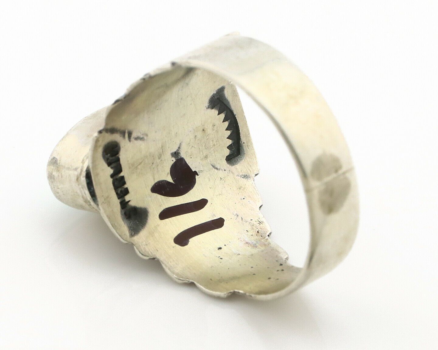 Navajo Ring .925 Silver Kingman Turquoise Artist Signed Apache C.80's