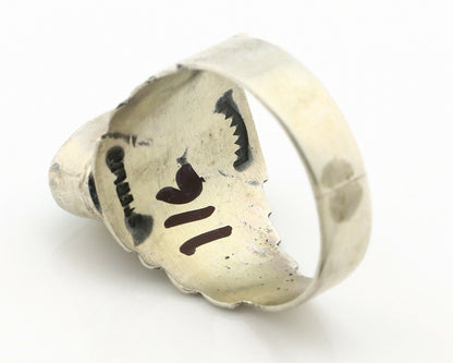 Navajo Ring .925 Silver Kingman Turquoise Artist Signed Apache C.80's