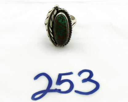 Navajo Ring .925 Silver Spiderweb Turquoise Handmade Native American Artist C80s