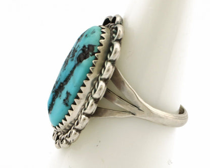 Navajo Ring .925 Silver Sleeping Beauty Turquoise Native American Artist C.80's