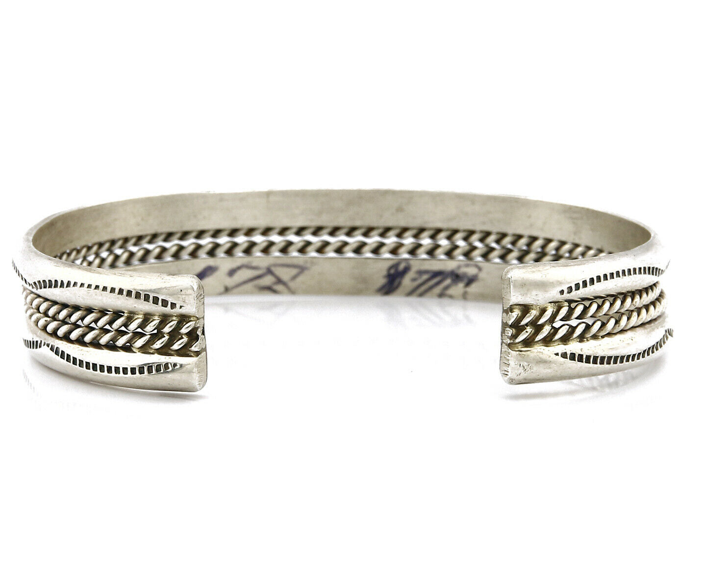 Women's Navajo Bracelet .925 Silver Handmade Cuff Native American Artist C.1980s