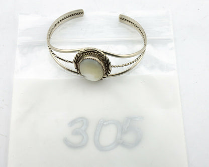 Navajo Bracelet .925 Silver White Sea Shell Native American Artist C.90's