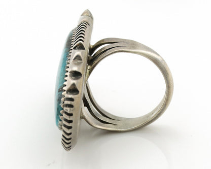 Navajo Ring .925 Silver Spiderweb Turquoise Artist Signed Begay C.1980's