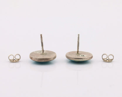Navajo Earrings 925 Silver Natural Kingman Turquoise Artist Signed JM C.90's