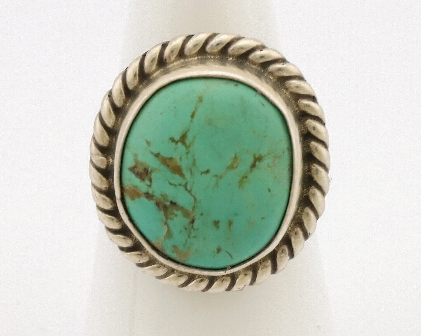 Navajo Ring .925 Silver Natural Kingman Turquoise Native American Artist C.1980s