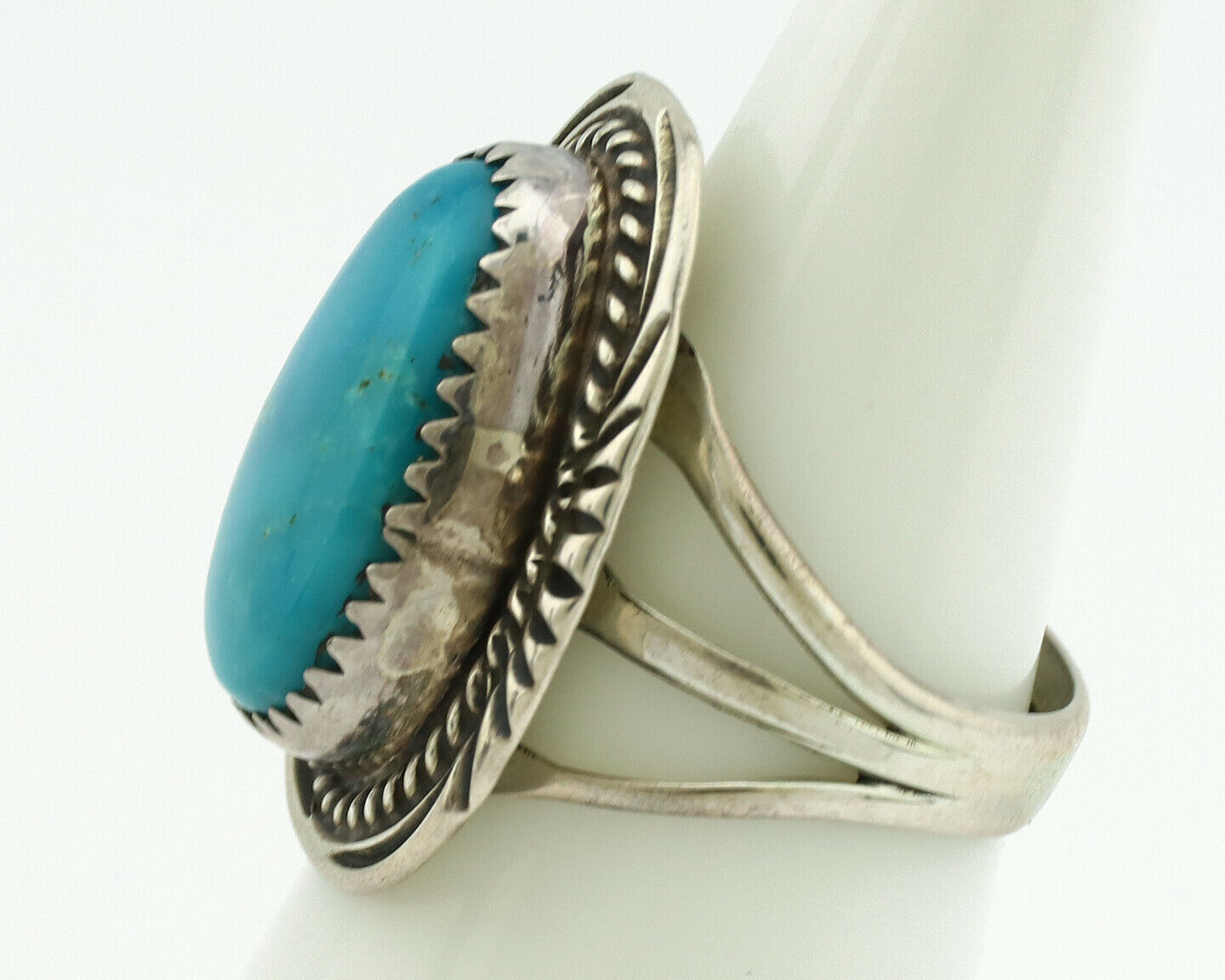 Navajo Ring .925 Silver Blue Turquoise Native American Artist C.1980's