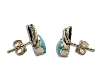 Navajo Earrings 925 Silver Natural Mined Turquoise Native American Artist C.80's