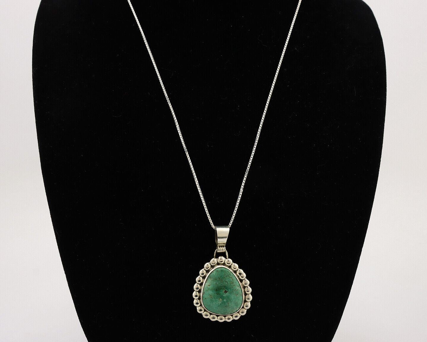 Navajo Necklace .925 Silver Kingman Turquoise Native American Signed C.1980's