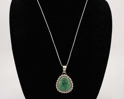 Navajo Necklace .925 Silver Kingman Turquoise Native American Signed C.1980's