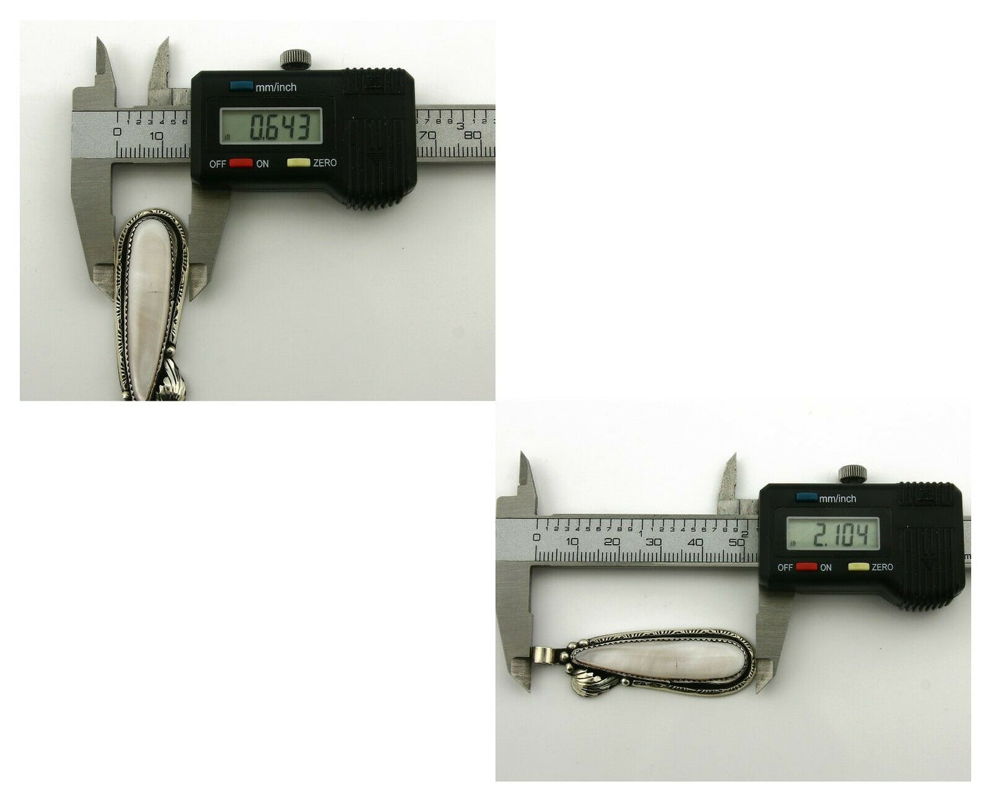 Navajo Pendant .925 Silver Real Natural Pink Mussel Signed Yazzie C.80's