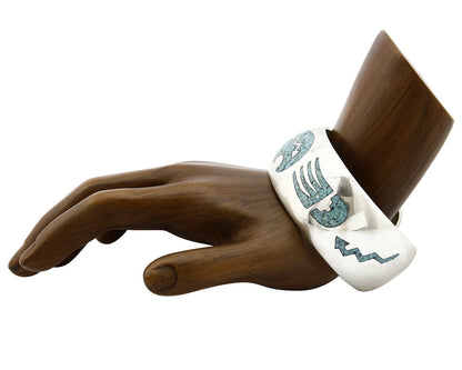 Women's Navajo Bracelet .925 Silver Sleeping Beauty Turquoise Inlaid JT C.80's