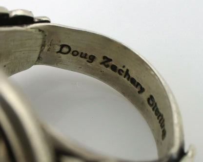 Navajo Ring .925 Silver Blue Kingman Turquoise Signed Doug Zachary C.80's