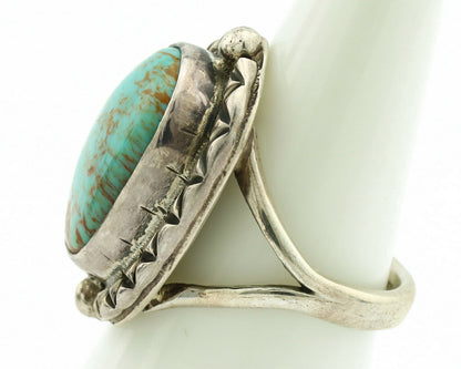 Navajo Ring .925 Silver Kingman Turquoise Artist Signed Gecko C.1980's