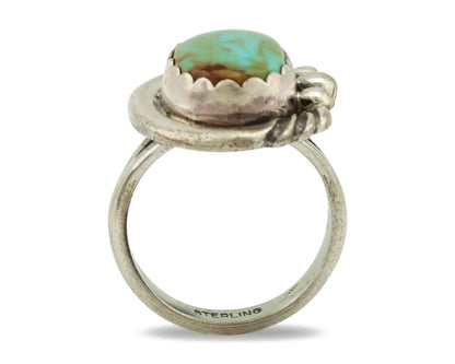 Navajo Ring .925 Silver Kingman Turquoise Native American Artist C.1980's