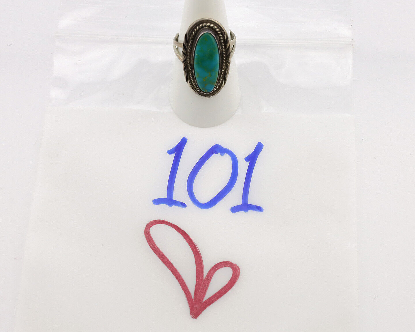 Navajo Ring .925 Silver Nevada Turquoise Native American Artist C.1980's