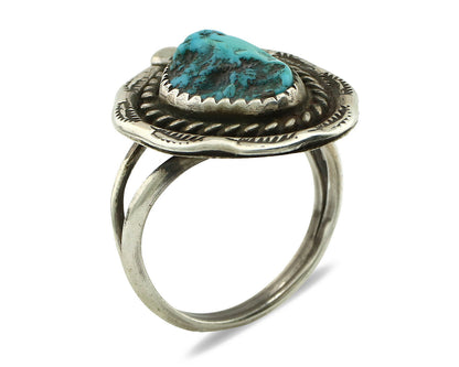 Navajo Ring .925 Silver Blue Turquoise Native American Artist C.80's