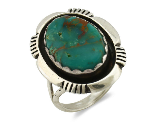 Navajo Ring .925 Silver Blue Gem Turquoise Artist Signed M Nez C80s