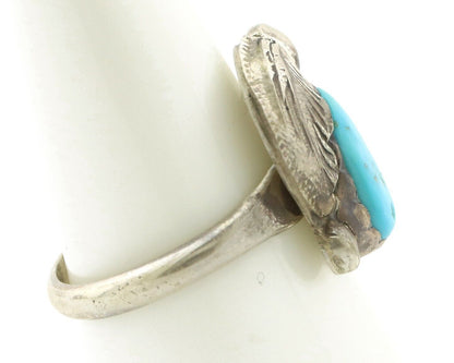 Zuni Ring 925 Silver Natural Mined Blue Turquoise Artist Signed Simplicio C.80's