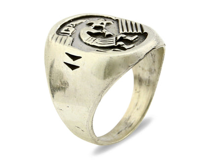 Navajo Ring .925 Silver Kokopelli Overlay Artist Native American C.80's