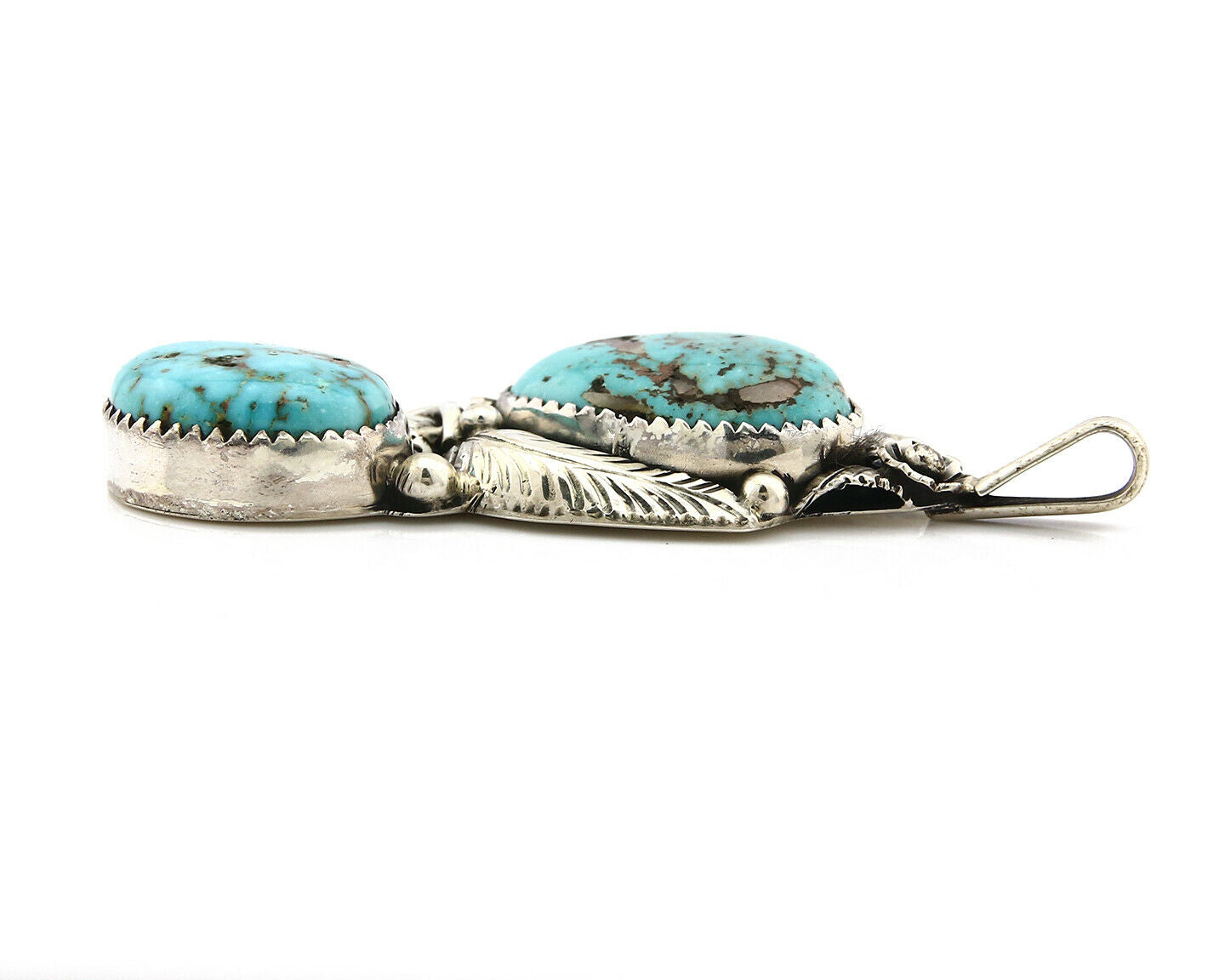 Navajo Pendant .925 Silver Kingman Turquoise Signed Artist Tom Willeto C.80's