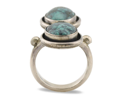 Navajo Ring .925 Silver Spiderweb Turquoise Native American Artist C.1980's