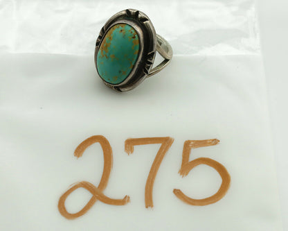 Navajo Ring .925 Silver Kingman Turquoise Artist Signed Gecko C.1980's