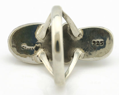 Navajo Ring .925 Silver Blue Turquoise & Red Coral Native American Artist C.80's