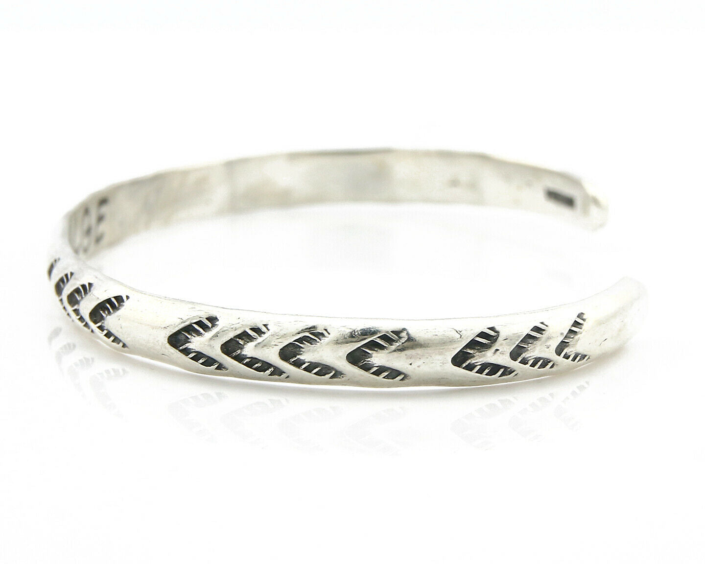 Navajo Bracelet .925 Silver Hand Stamped Arrow Head Artist I Montoya C80s